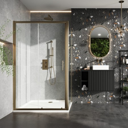 S6 Brushed Brass Sliding Door 1200mm
