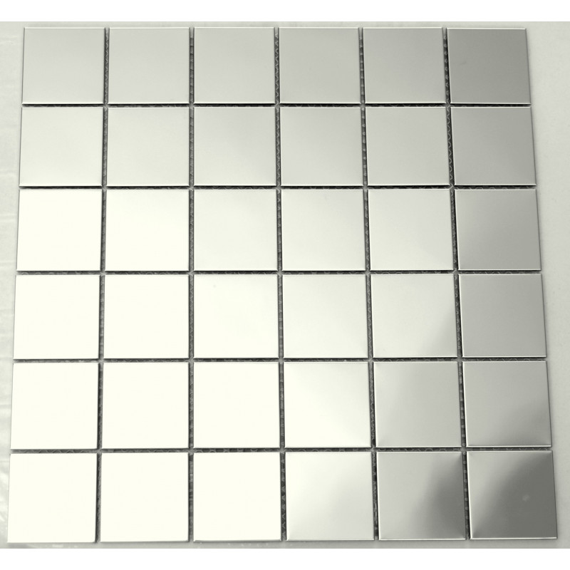 Polished Silver Stainless Steel Large Square Mosaics