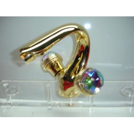 (ART-P590C) Preziosa Bidet mixer single hole with turning spout and automatic waste (Crystal Handles)