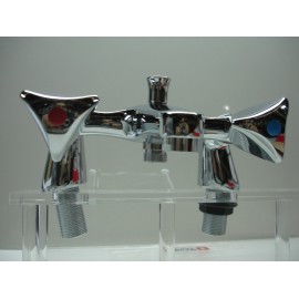 (ART8105M) Bath Mixer, external single lever with diverted duplex and shower with legs (Satinato cromo) 