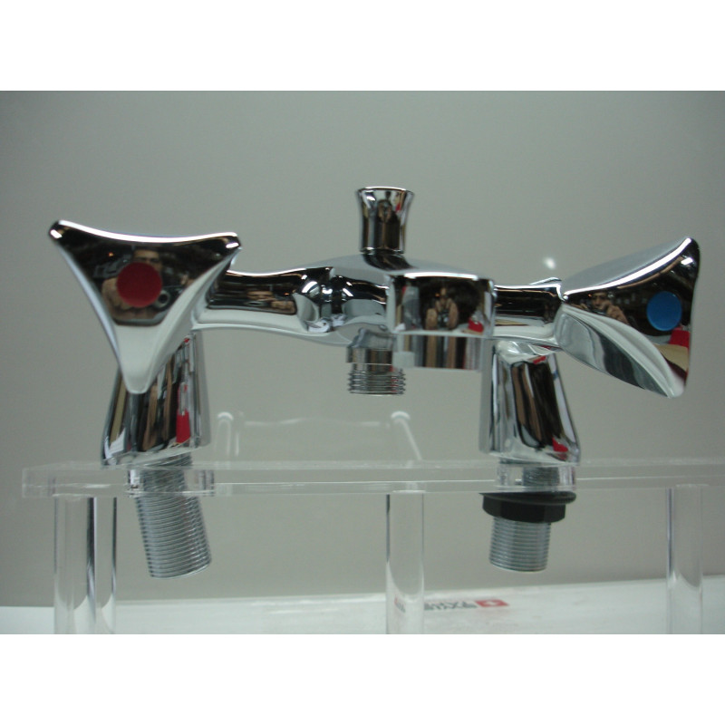 (ART8105M) Bath Mixer, external single lever with diverted duplex and shower with legs (Satinato cromo) 