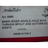 (ART.6580) Ambassador basin mixer single hole with turning spout and automatic waste (Chrome)