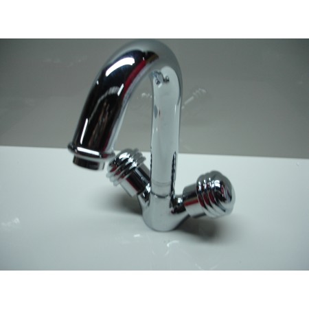 (ART.6580) Ambassador basin mixer single hole with turning spout and automatic waste (Chrome)