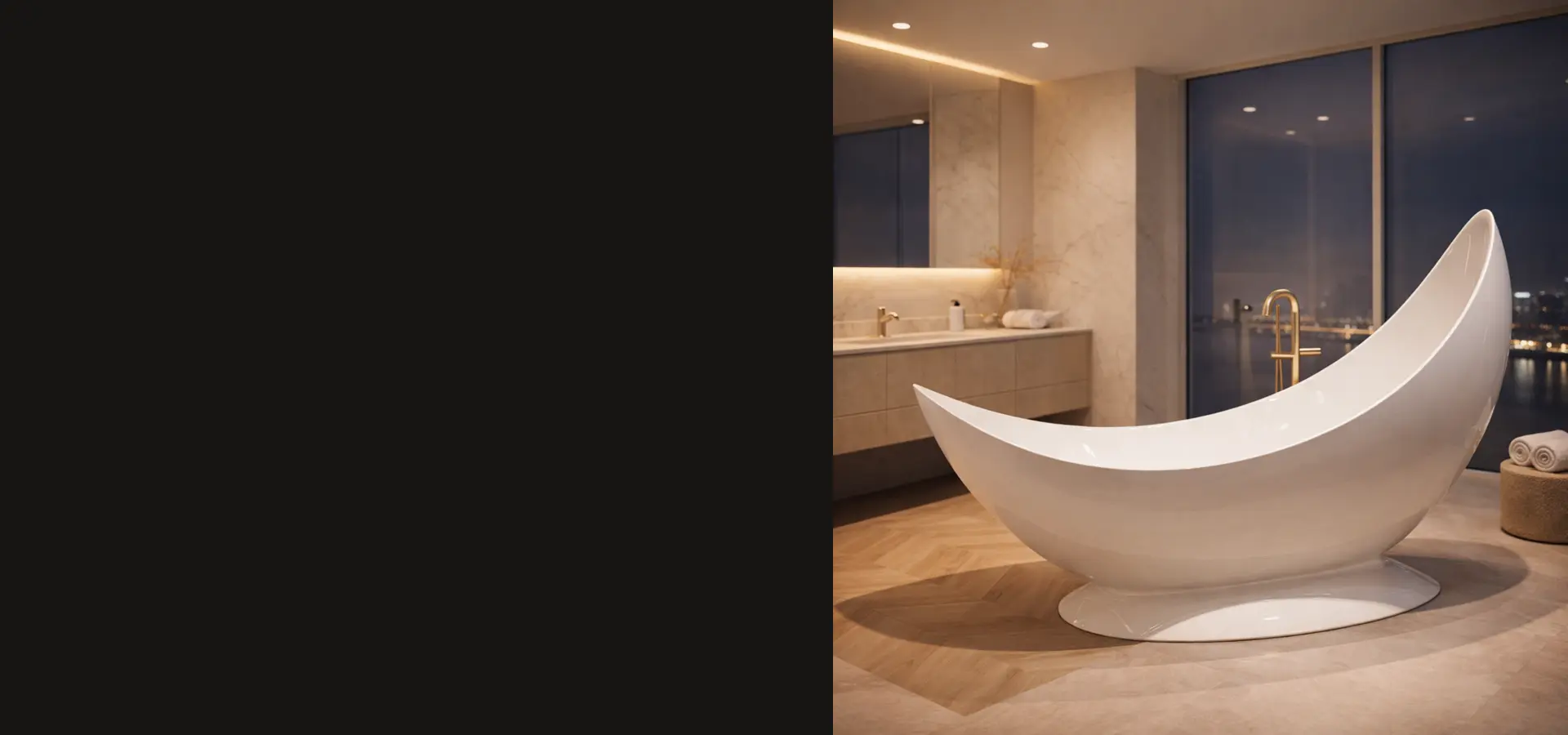 Moon sculptural freestanding polystone bath by Laporsa